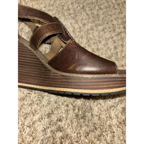 Timberland Earthkeepers Danforth Brown Wedge Leather Sandals Size 9 Anti-Fatigue - Picture 11 of 15